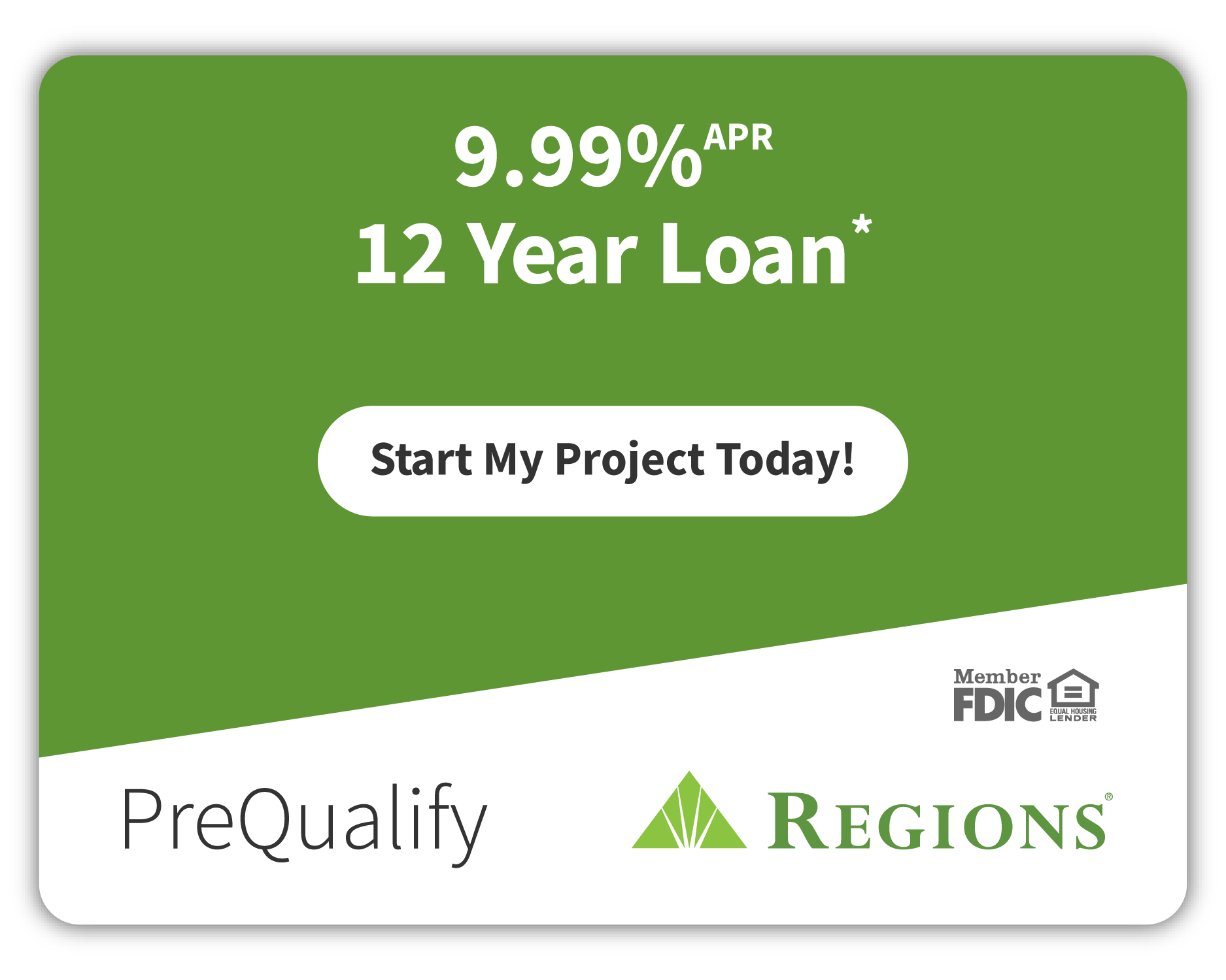 Regions Bank banner: 9.99% APR 12-Yr Loan
